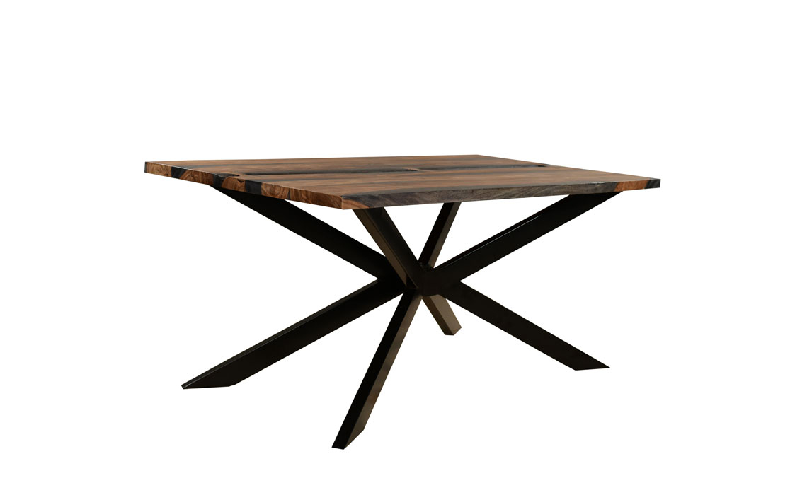Industrial Dining Tables - Goa Solid Sheesham 175cm Split Star Leg Dining Table