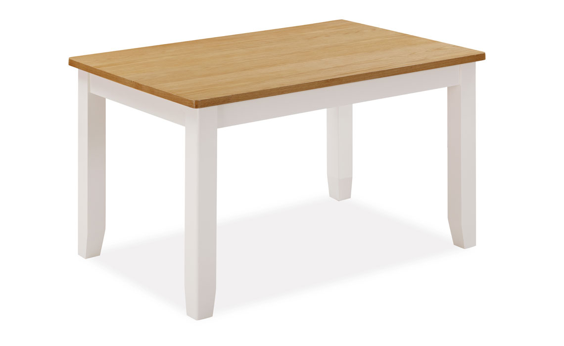 Painted Dining Tables - Olsen White Painted Oak 135cm Fixed Top Table