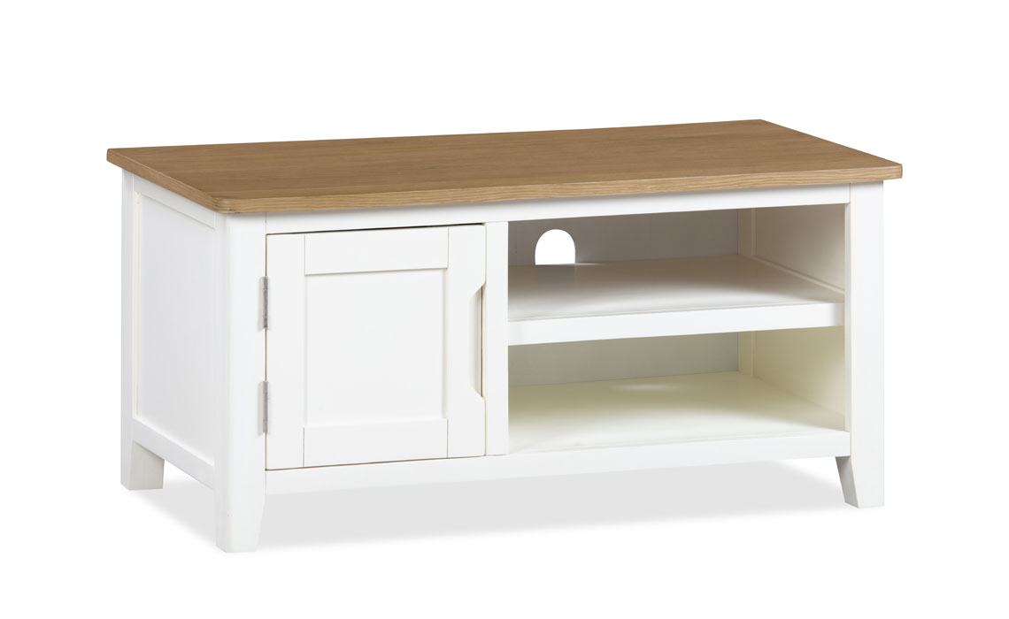 TV Cabinets - Olsen White Painted Oak 2 Door Tv Unit