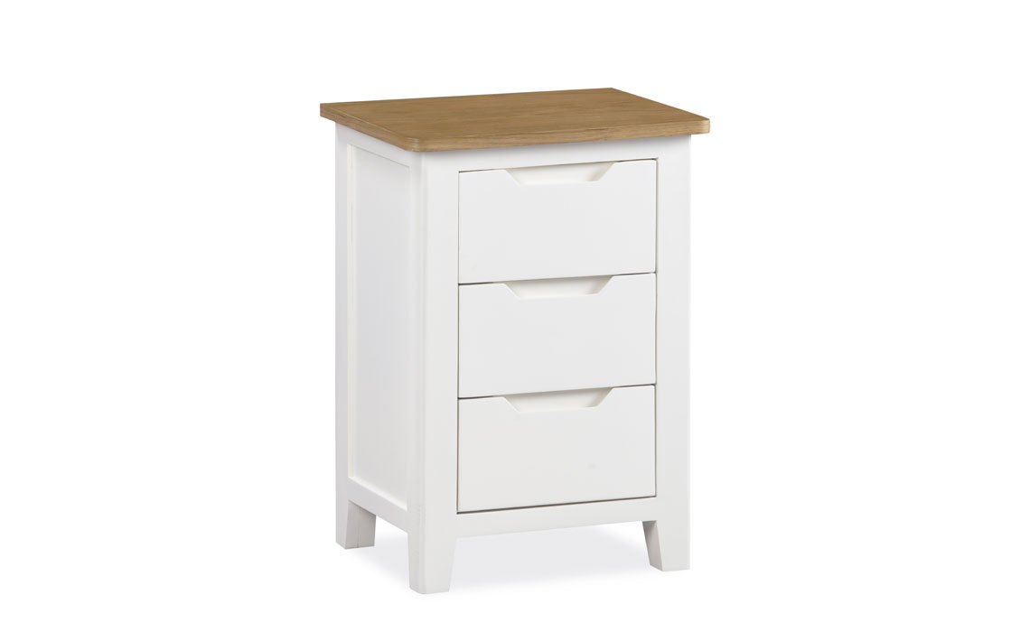 Painted 3 Drawer Bedside Cabinets - Olsen White Painted Oak 3 Drawer Bedside