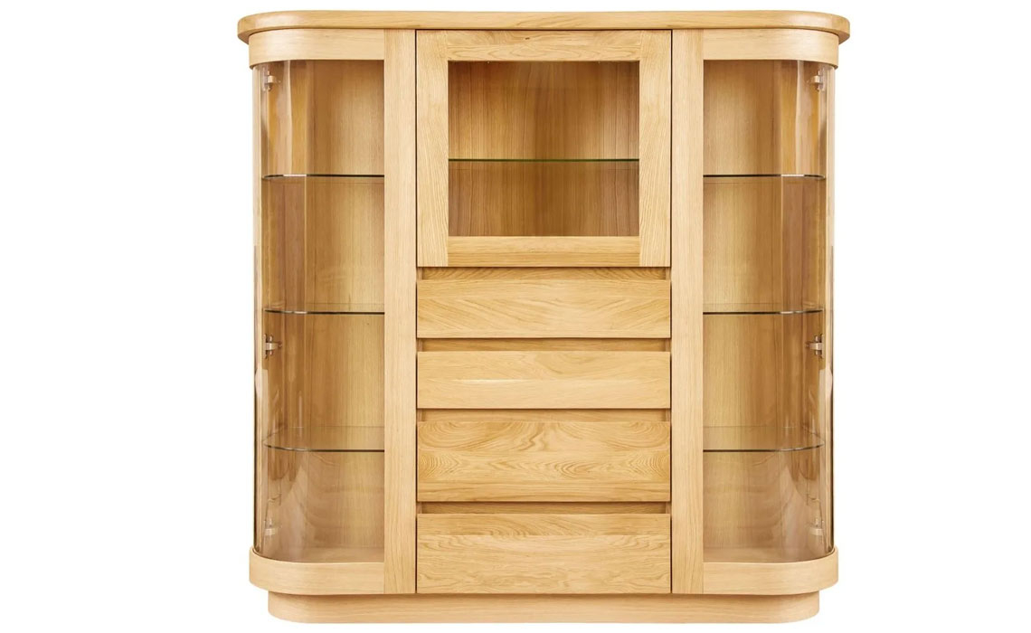 Marseille Solid Oak Collection - Marseille Oak Display Cabinet Glass Doors