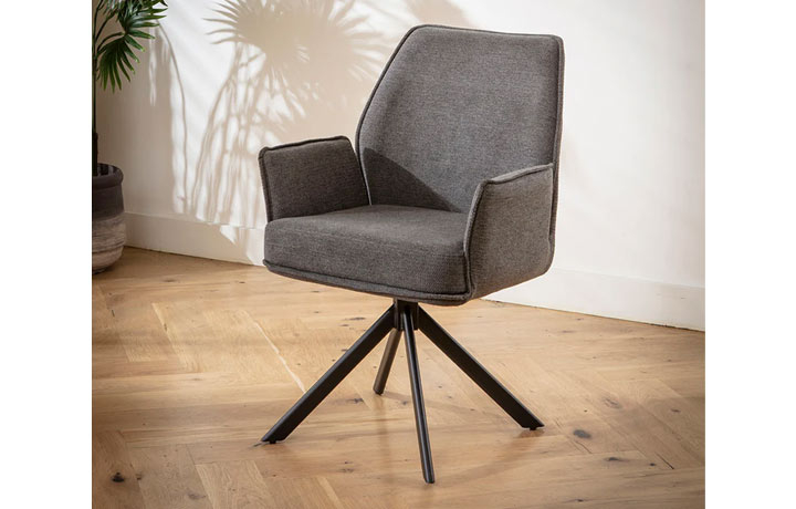 Dining Room Furniture - Valletta  Swivel Carver Dining Chair Charcoal Grey