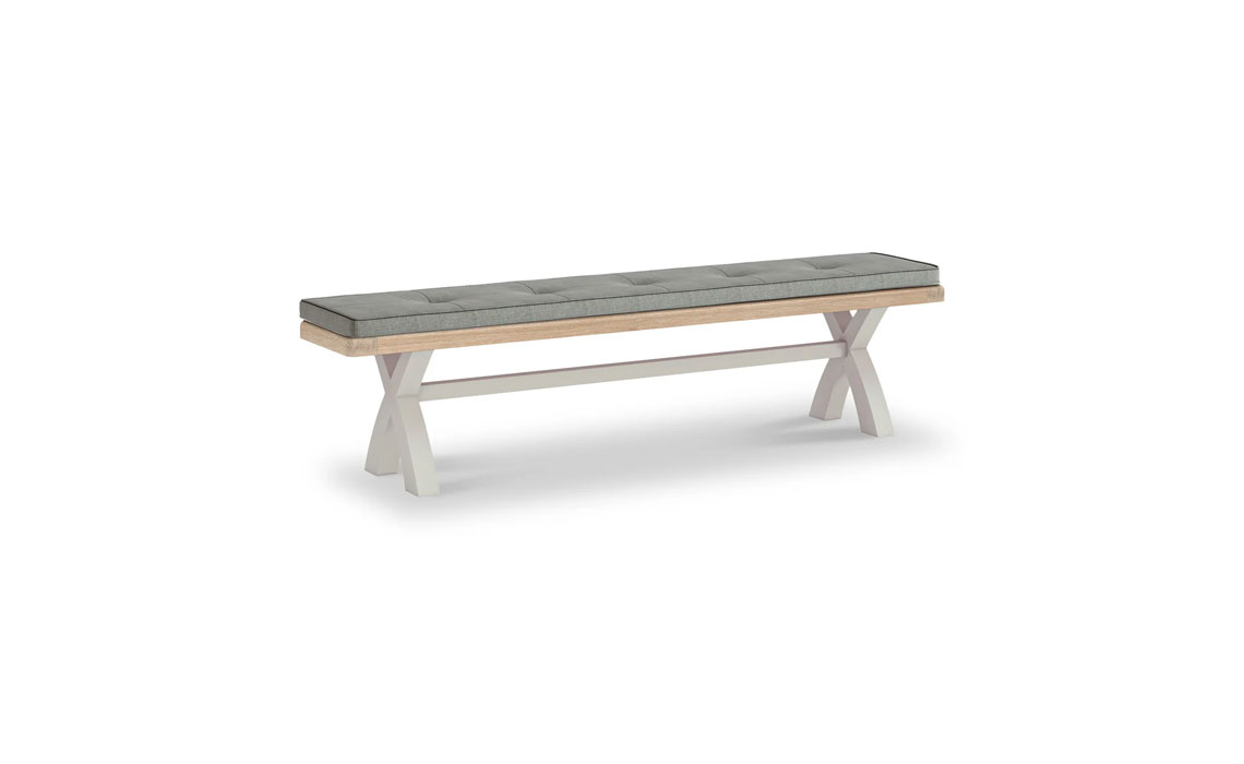 Painted Benches - Clovelly Stone Grey Cross Bench 200cm