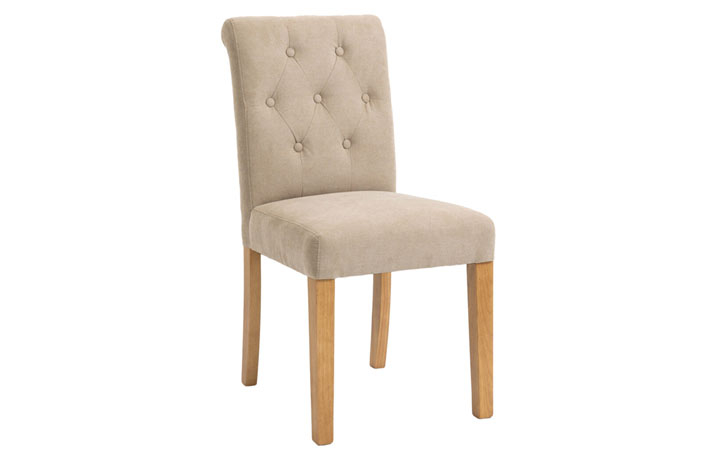 Lavenham Oak Furniture Collection - Sailsbury Fabric Button-backed Chair Sand 