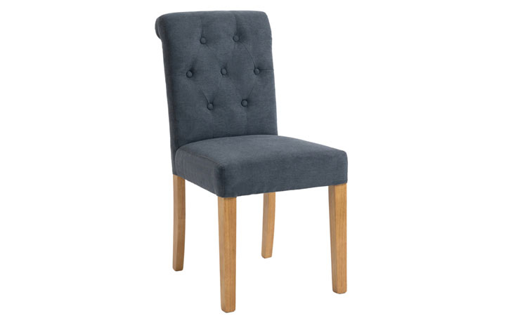 Lavenham Oak Furniture Collection - Salisbury Fabric Button-backed Chair Slate