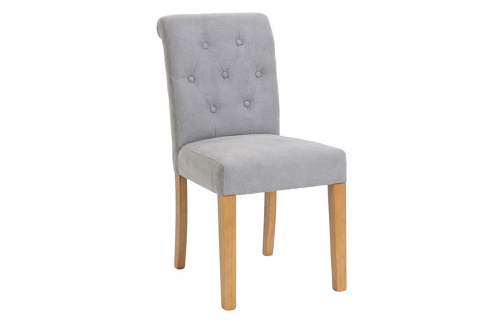 Lavenham Oak Furniture Collection - Salisbury Fabric Button-backed Chair Stone