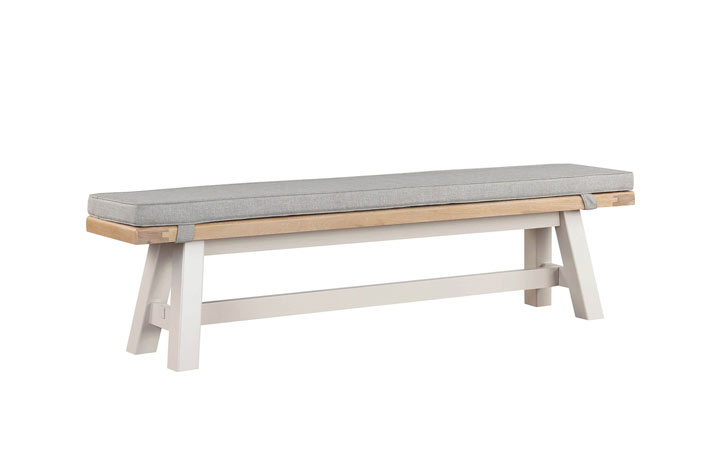 Morgan Taupe Painted Collection - Morgan Painted Taupe Dining Bench With Fabric Cushion Grey