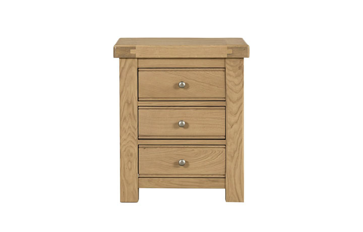 Oak 3 Drawer Bedside Cabinets - Morgan Oak Bedside Table
