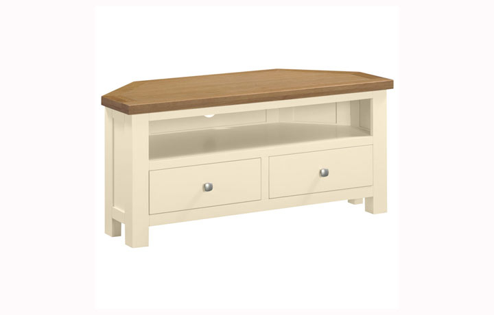 Lavenham Ivory, Moon Grey, White, Painted Furniture Collection - Lavenham Painted Large Corner TV Unit