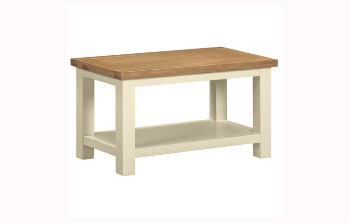Lavenham Ivory, Moon Grey, White, Painted Furniture Collection - Lavenham Painted Small Coffee Table With Shelf
