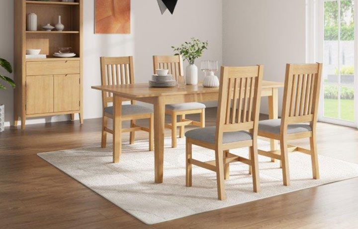 Ekero Oak Collection - Ekero Extending Dining Table 120-160cm & 4 Ekero Dining Chairs
