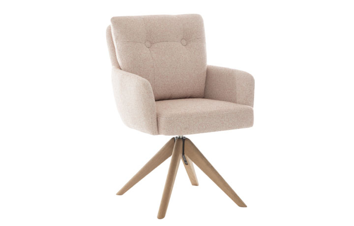 Chairs & Bar Stools - Morton Fabric Swivel Dining Chair Blush Pink