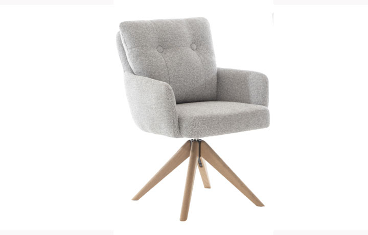 Chairs & Bar Stools - Morton Fabric Swivel Dining Chair Silver Grey