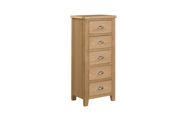 Maldon Oak Collection - Maldon Oak 5 Drawer Narrow Chest