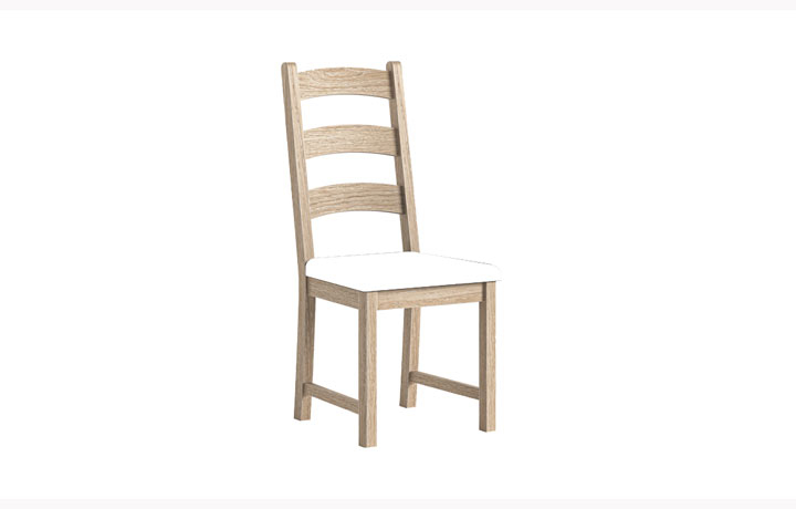 Kensington Whitewash Oak Collection - Kensington White Wash Ladder Back Dining Chair 