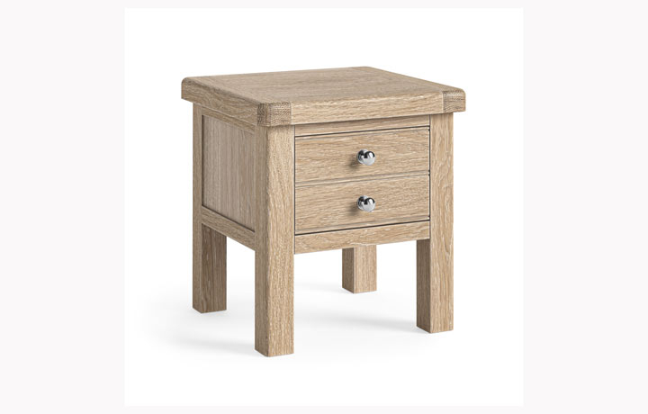 Kensington Whitewash Oak Collection - Kensington Whitewash Oak 2 Drawer Lamp Table