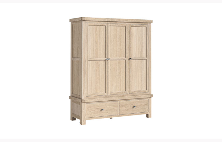 Kensington Whitewash Oak Collection - Kensington Whitewash Oak Triple Wardrobe