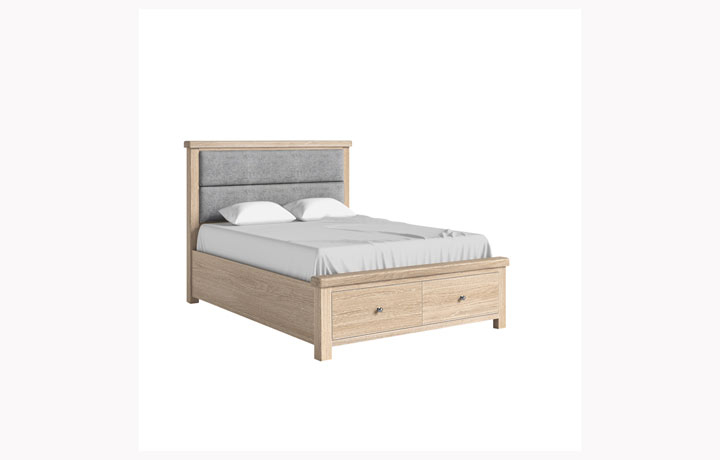 Kensington Whitewash Oak Collection - Kensington Whitewash Oak 5ft Bed Frame with Headboard And Drawer 