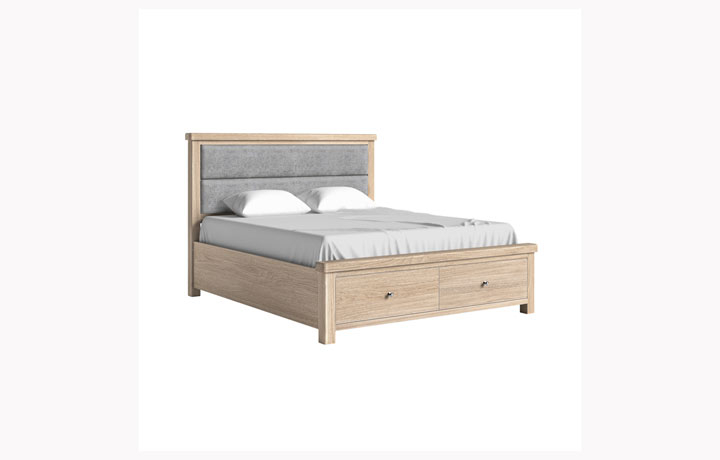 Kensington Whitewash Oak Collection - Kensington Whitewash Oak 6ft Bed Frame with Headboard And Drawer