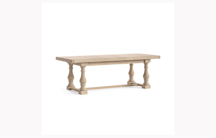 Kensington Whitewash Oak Collection - Kensington Whitewash Oak 200-245cm Trestle Dining Table