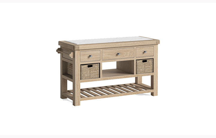 Kensington Whitewash Oak Collection - Kensington Whitewash Oak Large Kitchen Island