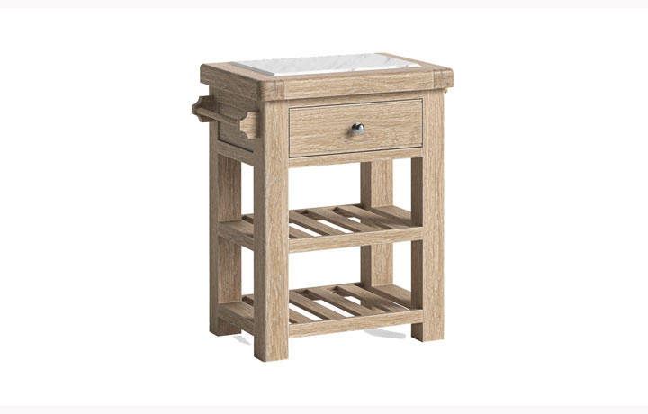 Kensington Whitewash Oak Collection - Kensington Whitewash Oak Small Kitchen Island
