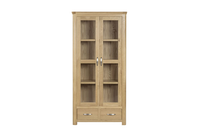 Oak Glazed Display Cabinets - Delamere Oak 2 Door High Display Cabinet