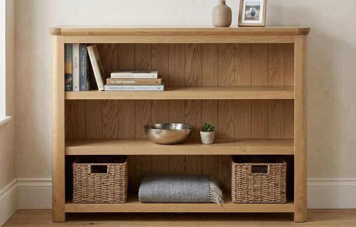 Delamere Oak Collection - Delamere Oak Low Wide Bookcase