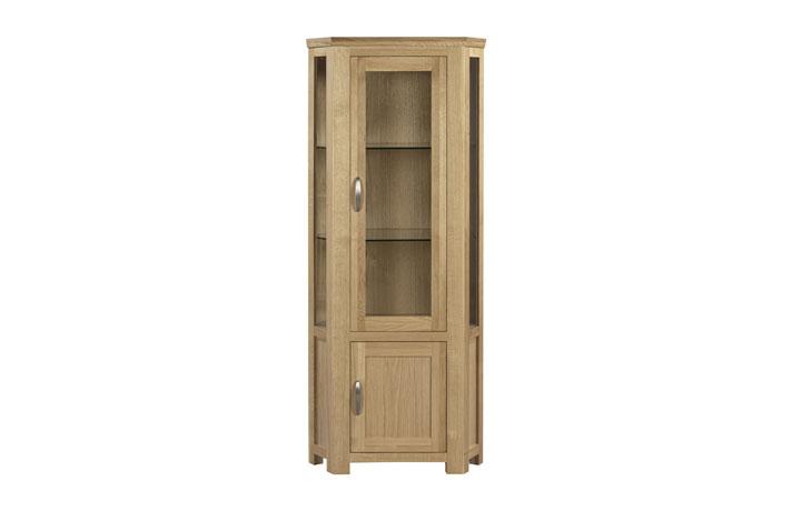 Corner Display Cabinets - Delamere Oak Corner Display Unit