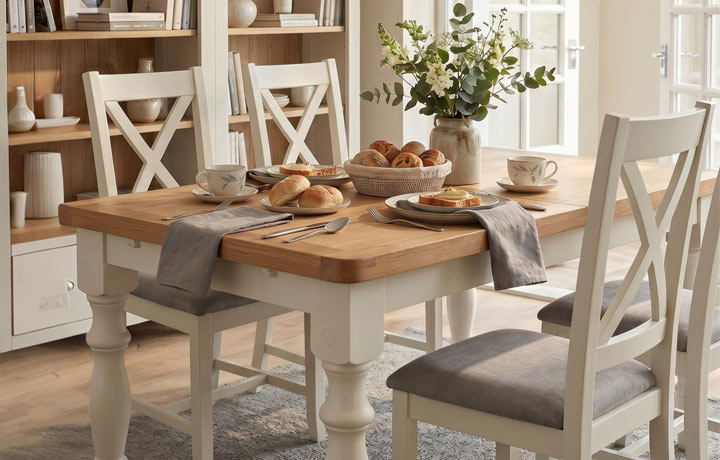 Salt House Painted White Collection - Salt House White 130 Extending Dining Table & 4 Chairs (Special Offer)  	