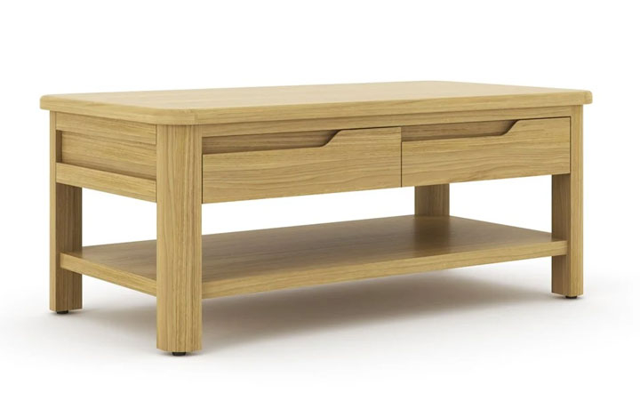 Healey Oak Collection - Healey Oak Coffee Table with Drawers
