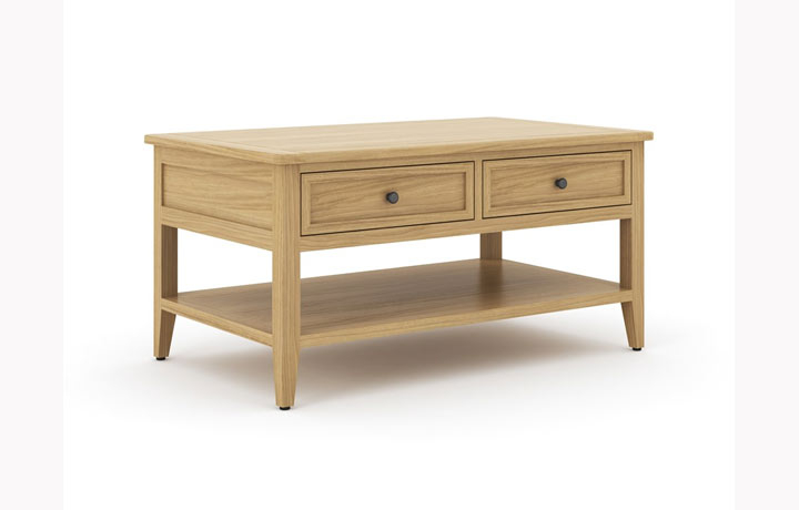 Hanson Oak Collection - Holken Oak Coffee Table with Drawers