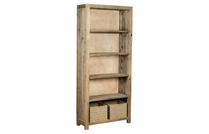 Pine Bookcase - Carlton Reclaimed Pine Bookcase With 2 Baskets