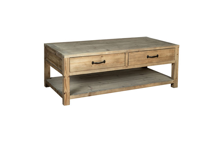 Carlton Reclaimed Pine Collection - Carlton Reclaimed Pine Coffee Table With Drawers