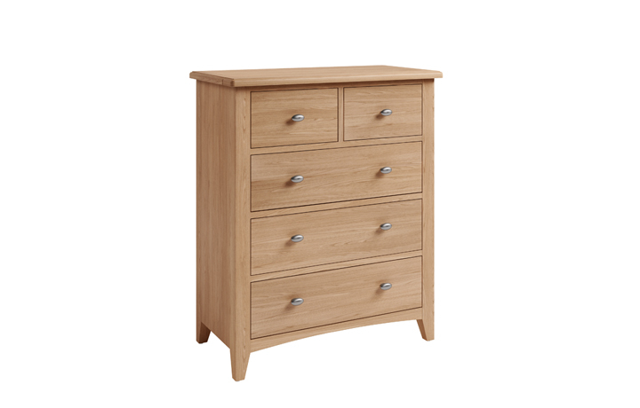 Oak Chest Of Drawers - Columbus Oak 2 Over 3 Chest