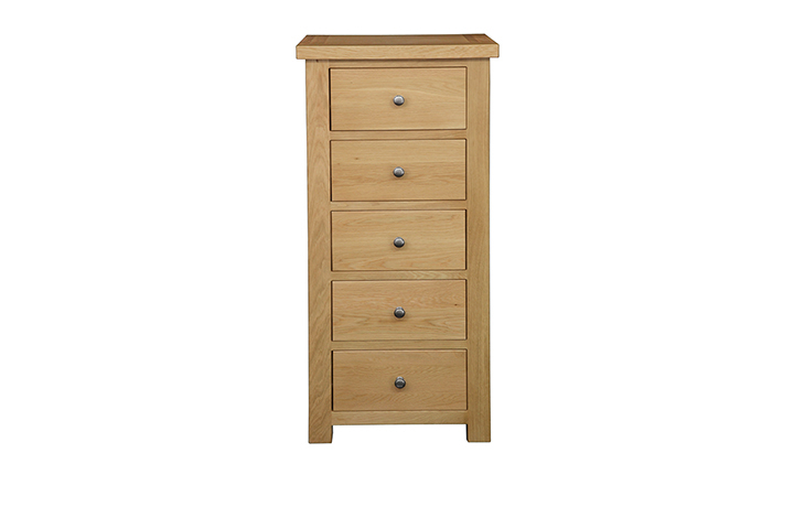 Chest Of Drawers - Suffolk Solid Oak 5 Drawer Wellington