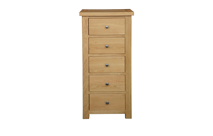 Oak Chest Of Drawers - Suffolk Solid Oak 5 Drawer Wellington