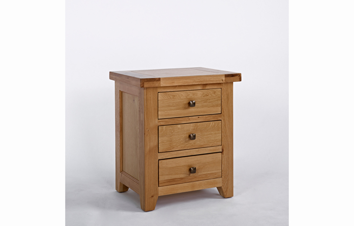 Toulouse Oak Furniture Range  - Toulouse Oak 3 Drawer Bedside