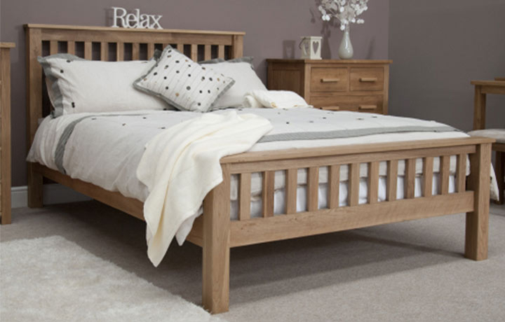 5ft Kingsize Hardwood Bed Frames - Toulouse Solid Oak Oak 5ft King Size Bed Frame