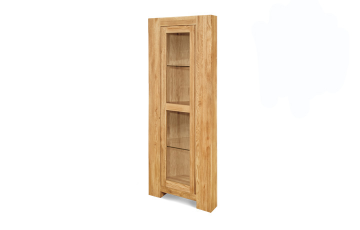 Bookcases - Majestic Solid Oak Corner Display Cabinet