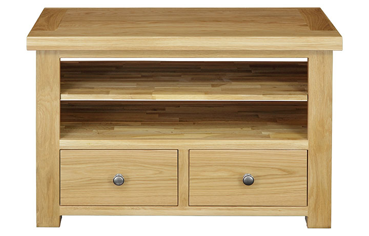 TV Cabinets - Suffolk Solid Oak 2 Drawer TV Unit