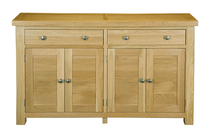 Suffolk Solid Oak Furniture Range - Suffolk Solid Oak Large 2 Drawer 4 Door Sideboard Base
