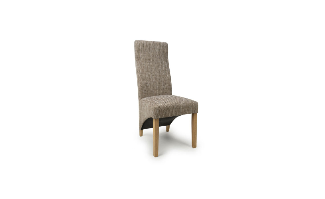 Baxter Upholstered Chairs - Baxter Wave Back Tweed Oatmeal Dining Chair