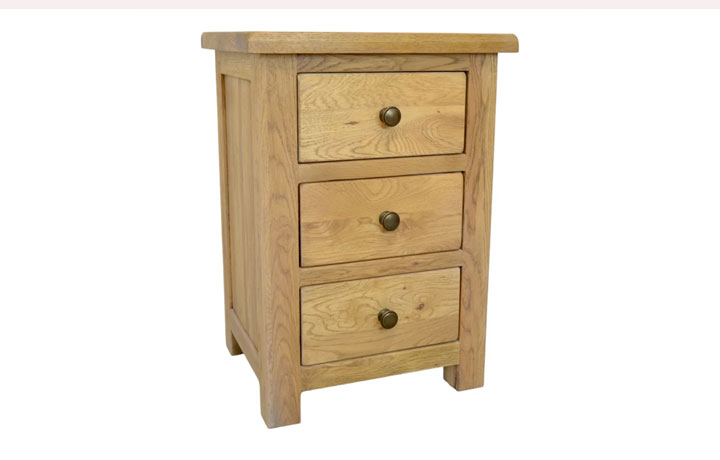 Oak 3 Drawer Bedside Cabinets - Norfolk Rustic Solid Oak 3 Drawer Bedside