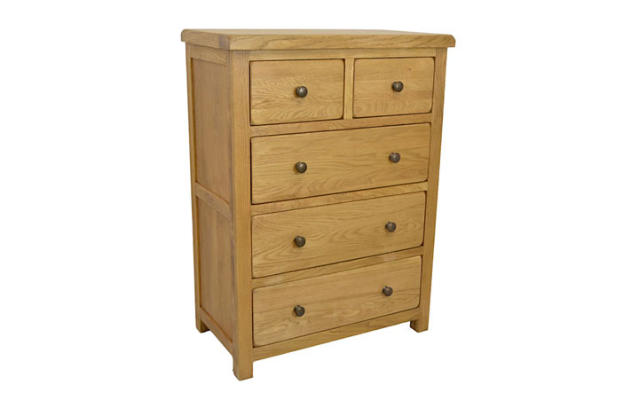 Norfolk Solid Oak Furniture Range - Norfolk Rustic Solid Oak 2 Over 3 Chest