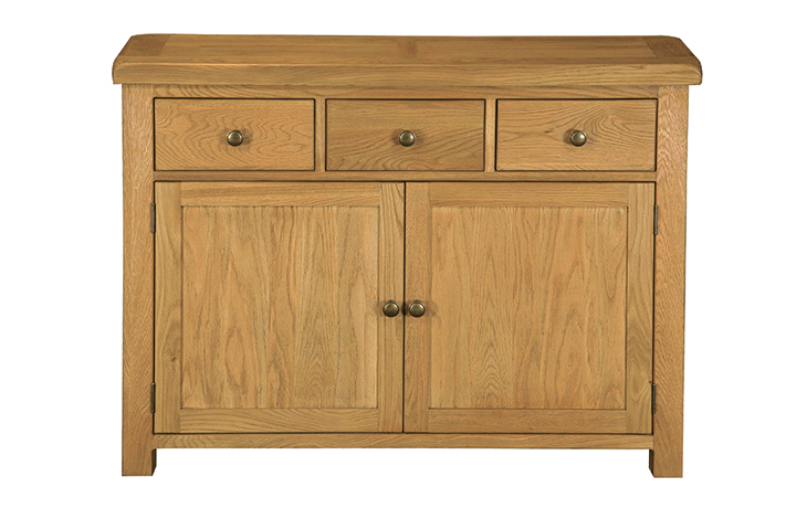 Norfolk Solid Oak Furniture Range - Norfolk Rustic Solid Oak Sideboard 3 Drawer 2 Door Dresser Base