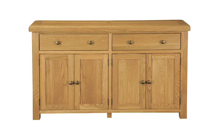 Norfolk Solid Oak Furniture Range - Norfolk Rustic Solid Oak Sideboard 4 Door 2 Drawer Dresser Base