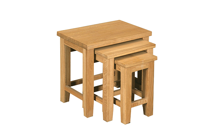 Nested Tables - Norfolk Rustic Solid Oak Nest Of 3 Tables