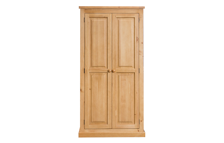 Pine 2 Door Wardrobe - Country Pine Double Full Hanging Wardrobe