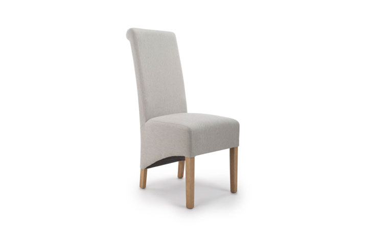 Krista Upholstered Chairs - Krista Roll Back Herringbone Plain Cappuccino Dining Chair 